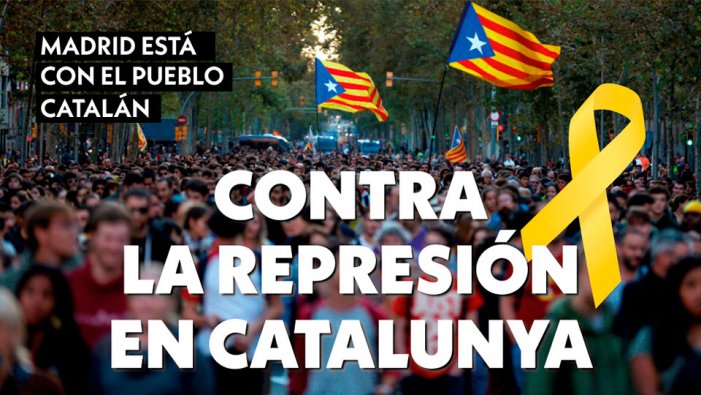 Acte a Madrid contra la repressió a Catalunya i pel dret a decidir