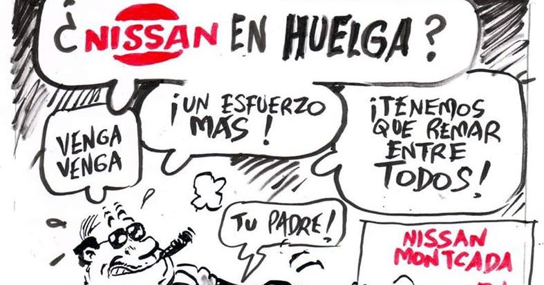 Homenatge gràfic de Azagra: “No al tancament de Nissan, solidaritat amb els treballadors en vaga"