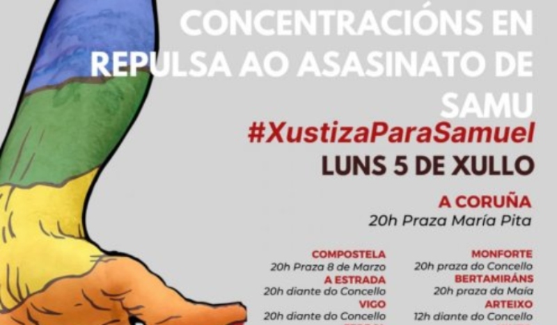 Assassinat homòfob a la Corunya: s'estenen el rebuig i concentracions per #XustizaParaSamuel