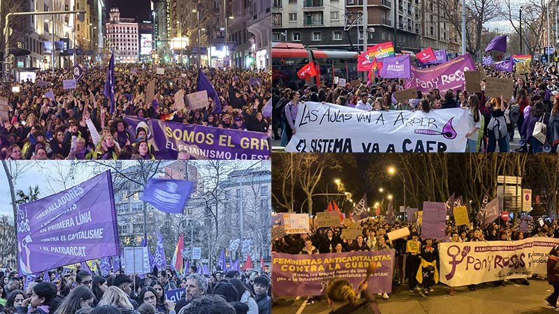 Massives manifestacions feministes prenen els carrers aquest 8M