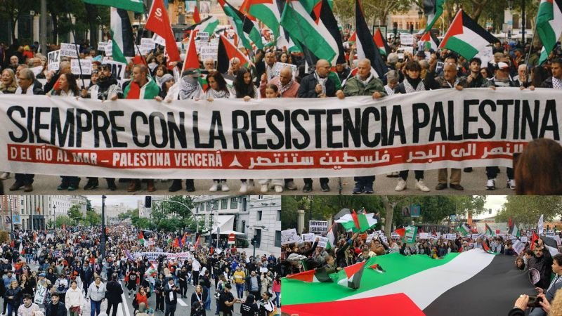Desenes de milers de manifestants inunden Madrid per Palestina
